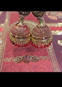 Red And Gold Plated Light Weight Earrings 😍❤️