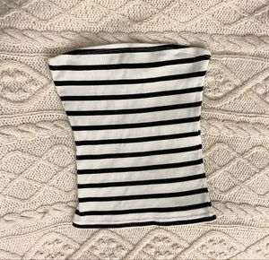 Striped Black &amp; White Strapless Tube Top