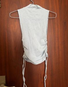 Sleek Grey Ruched Mock Neck Top