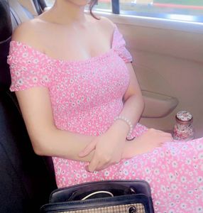 Chic Pink Floral Off-Shoulder Dress