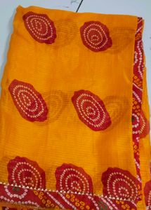 Yellow Bandhani saree