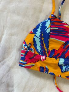 Vibrant Tropical Print Bikini Top