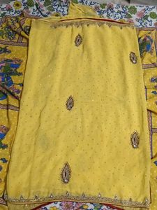 Beautiful Yellow Embellished Saree