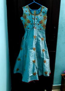 Sky Blue Embroidered Anarkali Gown