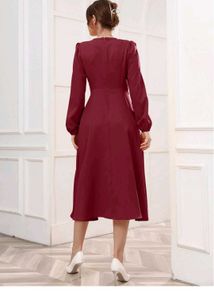 Elegant Burgundy Wrap Midi Dress