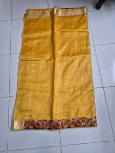 Elegant Yellow Saree with Floral Border