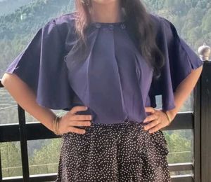 Elegant Blue Cape Top waist length