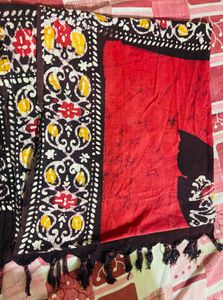 Red &amp; Black Batik Scarf With Surprise 🎁