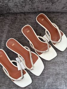 Women's Embellished White Flat Sandals