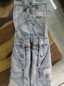 H&amp;M Light Wash Denim Dungaree Shorts