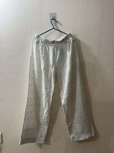 Elegant White Embroidered Palazzos