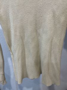 Ribbed Mock Neck Lace Trim Top