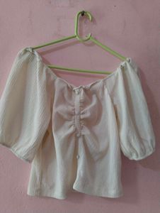 Cute White Puff Sleeve Top