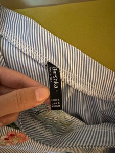 Blue Striped Tie-Front Top