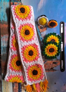 Handmade Crochet Sunflower Scarf