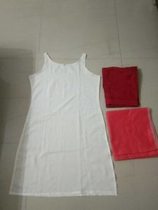 White Top with Embroidered Pink Flowers