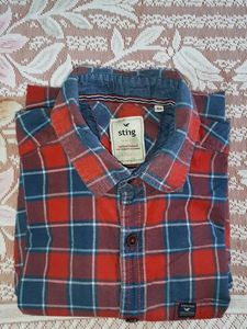 Men's Red & Blue Plaid Shirt