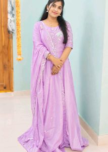 Elegant Lavender Embroidered Gown
