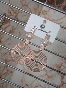 Spiral Pearl Drop & Green Stud Earrings