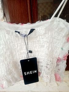 Padded  White Floral Crop Top