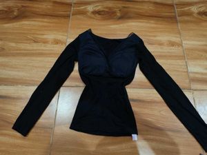 Long Sleeve Black Camisole Top