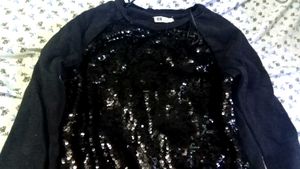 Sparkly Sequin Black Long Sleeve Top