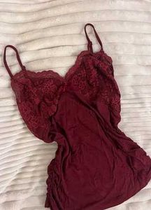 Burgundy Lace Trim Camisole Top