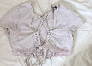 Cute Lace Trim Crop Top