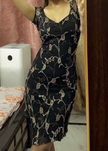 Dark Floral Print Sheer Mini Dress