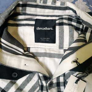 Threadbare Black Brushed Check Shacket Shirt