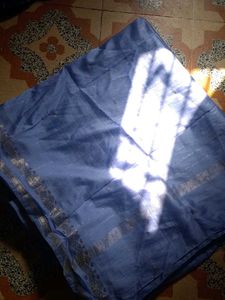Elegant Blue Saree with Silver Border