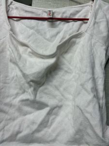 White Square Neck Cropped Top