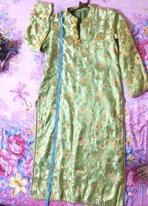 Silk Heavy Party Wear Dress (Pista Colour)