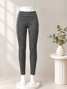 Grey Marled Leggings with Pockets