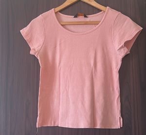 Pink Ribbed Tee