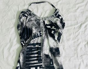 Black &amp; White Graphic Slip Dress