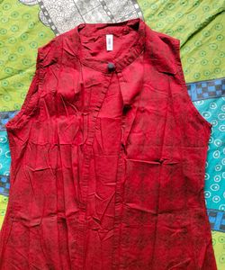 Maroon Ethenic Front Open Dress With Inner