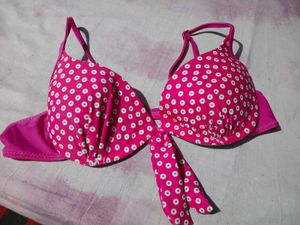 Pink Polka Dot Bikini Top bra