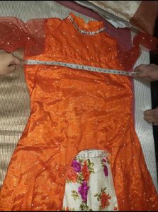 Orange &amp; Floral Indian Dress