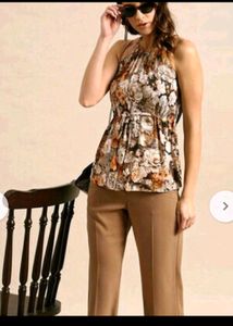Floral Print Sleeveless Halter Neck top
