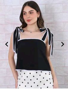 Cute Black Tank Top with Bow Details