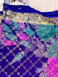 violet beautiful floral saree