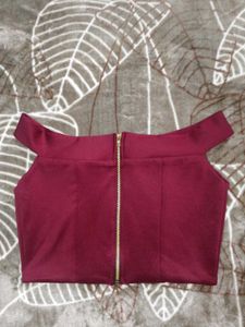 Burgundy Off-Shoulder Top
