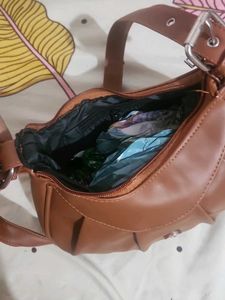 Brown Hobo Bag with Buckle Detail