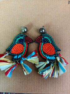 Beaded Parrot Tassel Earrings