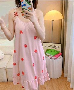 Cute Pink Strawberry Print Nightgown