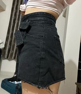 Black High Waisted Denim Shorts