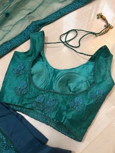 Dark Turquoise Lehnga With Net Dupptta