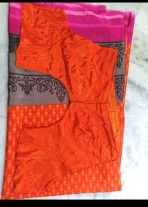 Creap Saree With Readymade Blouse
