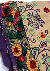 Riboon Handwork Saree With Designer Blouse